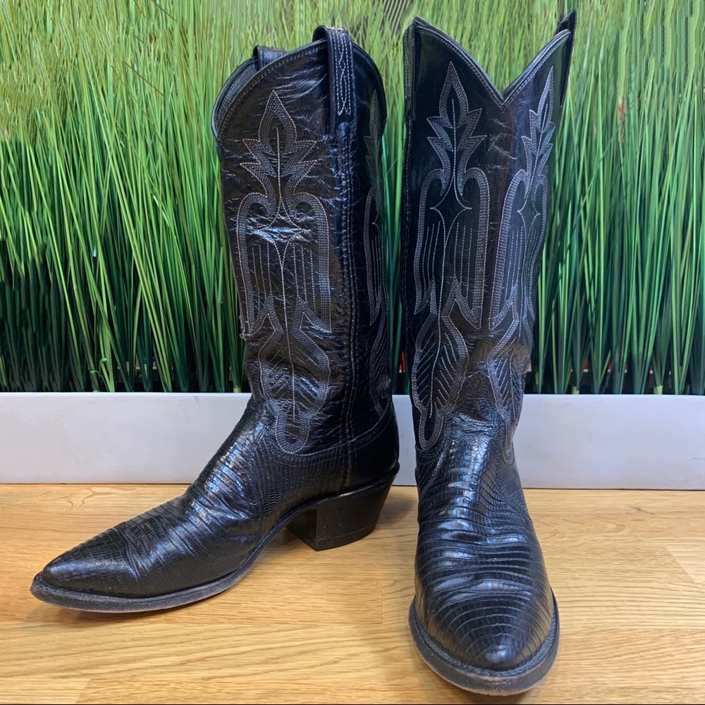 6.5 Dan Post Black Leather Cowboy Boots